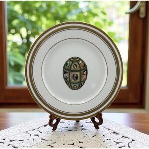 Vintage FABERGE Imperial Easter Egg Porcelain Plate 15th Anniversary Egg 7.75"